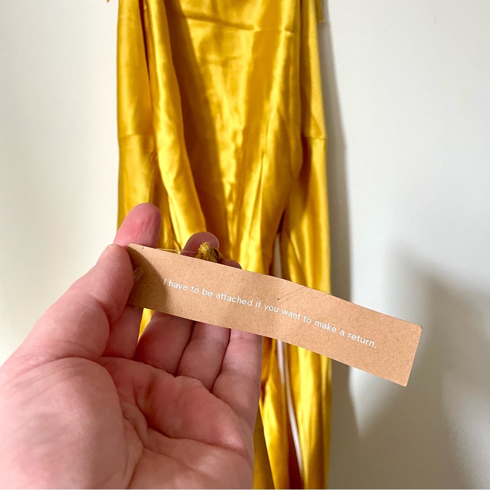 Reformation Jeany Silk Dress Tumeric Size Large NWT - Picture 12 of 16